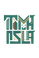 Geometric design with stylized text on a black background
