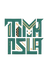 Geometric design with stylized text on a black background