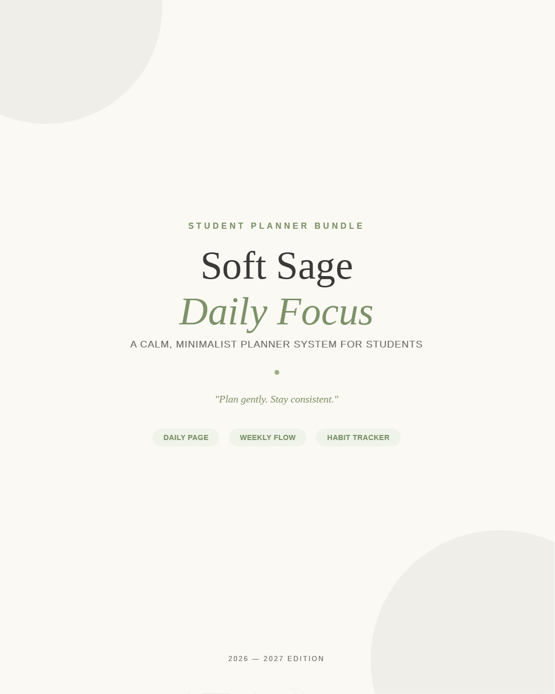 Soft Sage Daily Focus — Minimalist Student Planner Bundle